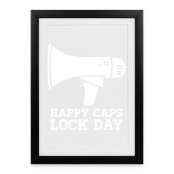 Megaphone Happy Caps Lock Day Nerd - Framed poster (27 × 37 cm) - black - Front