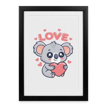 Koala Heart Love Soft Drawing - Framed poster (27 × 37 cm) - black - Front