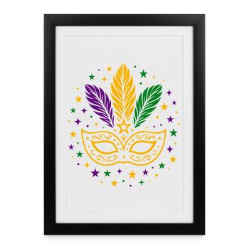 Carnival Mask with Feathers & Stars - Framed poster (27 × 37 cm) - black - Front