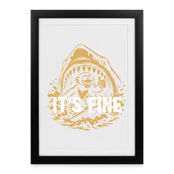 Its Fine Shark Monkey Graphic - Framed poster (27 × 37 cm) - black - Front