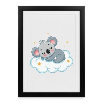 Koala rêveur sur nuage étoilé - Affiche encadrée (27 × 37 cm) - noir - Devant