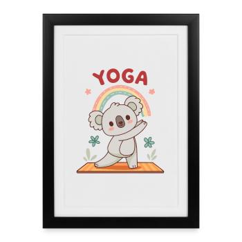 Koala Yoga Arc-en-Ciel - Affiche encadrée (27 × 37 cm) - noir - Devant