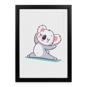 Koala Yoga pastel zen - Affiche encadrée (27 × 37 cm) - noir - Devant
