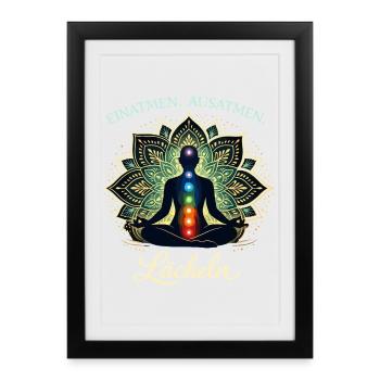 Inspire, expire, sourire - Don de méditation - Affiche encadrée (27 × 37 cm) - noir - Devant