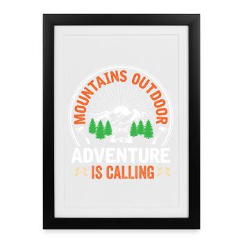 Mountains - Adventure is Calling - Framed poster (27 × 37 cm) - black - Front