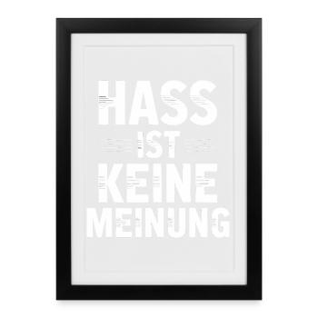 La haine n’est pas une opinion - Antifa Tee - Affiche encadrée (27 × 37 cm) - noir - Devant