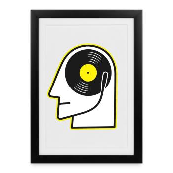 Portrait de tête en vinyle - Affiche encadrée (27 × 37 cm) - noir - Devant