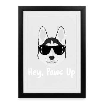 Husky sibérien cool Hé, pattes en l’air lunettes de soleil chien - Affiche encadrée (27 × 37 cm) - noir - Devant