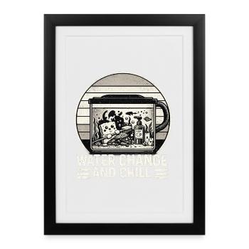 Changement d’eau Chill Aquarium Humour - Affiche encadrée (27 × 37 cm) - noir - Devant