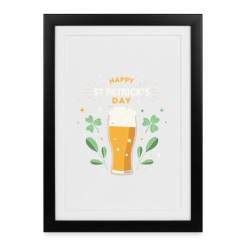 Saint Patrick Bière Festive - Affiche encadrée (27 × 37 cm) - noir - Devant