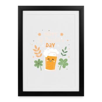 Bière joyeuse Saint Patrick - Affiche encadrée (27 × 37 cm) - noir - Devant