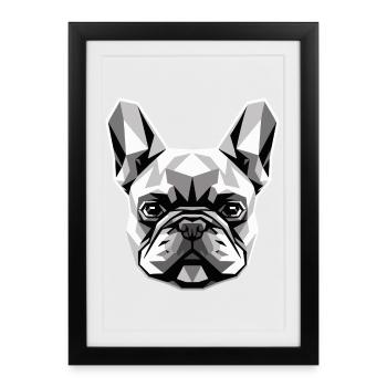 Motif du chien bouledogue français Grand Danois français - Affiche encadrée (27 × 37 cm) - noir - Devant