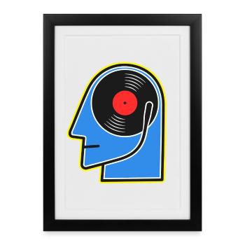 DJ Head de l’album vinyle bleu - Affiche encadrée (27 × 37 cm) - noir - Devant