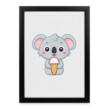 Koala Gourmand Crème Glacée - Framed poster (27 × 37 cm) - black - Front
