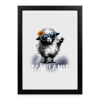 Mählanie – Naughty Sheep Pun Peace - Framed poster (27 × 37 cm) - black - Front