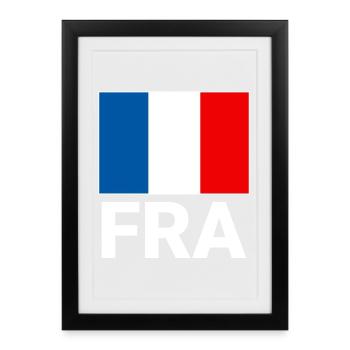 Sporty France flag with FRA abbreviation - Framed poster (27 × 37 cm) - black - Front