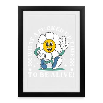 Funny Black Humor Cartoon Flower Design - Framed poster (27 × 37 cm) - black - Front