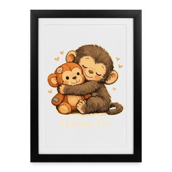 Soutien émotionnel du singe anxieux - Affiche encadrée (27 × 37 cm) - noir - Devant