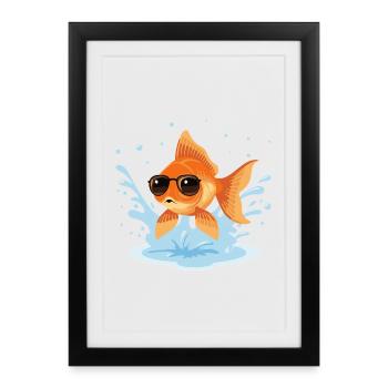 Golden Fish Summer Glasses - Framed poster (27 × 37 cm) - black - Front
