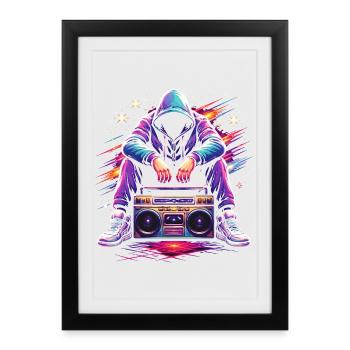 Retro 80s Boombox Illustration - Framed poster (27 × 37 cm) - black - Front