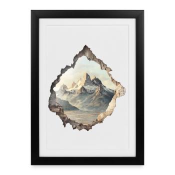 Montagnes Montagnes Randonnée - Affiche encadrée (27 × 37 cm) - noir - Devant