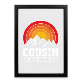 Voyage sur la route du cousin - Affiche encadrée (27 × 37 cm) - noir - Devant