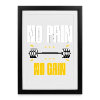 Pas de douleur, pas de gain – Motivation à la salle de sport - Affiche encadrée (27 × 37 cm) - noir - Devant