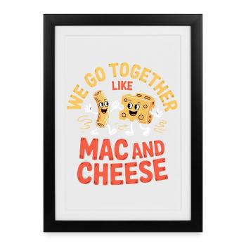 Design du couple de meilleurs amis macaronis au fromage - Affiche encadrée (27 × 37 cm) - noir - Devant