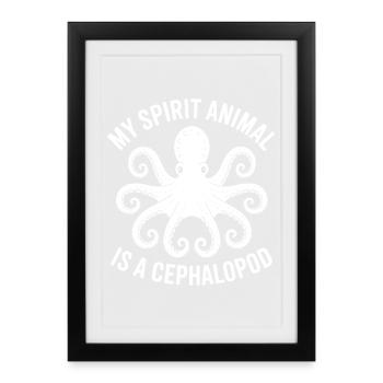 Krake Spirit Animal - Affiche encadrée (27 × 37 cm) - noir - Devant