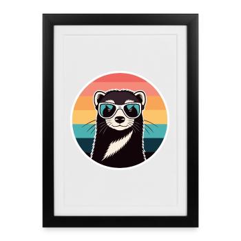 Retro otter rainbow glasses - Framed poster (27 × 37 cm) - black - Front