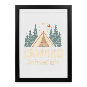 Petite amie de camping qui dit vie de petite amie en camping CA - Affiche encadrée (27 × 37 cm) - noir - Devant