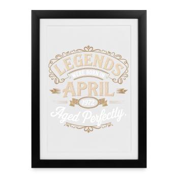 Cadeau Anniversaire Avril 1972 Génial depuis Avril - Affiche encadrée (27 × 37 cm) - noir - Devant