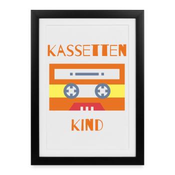 Cassettes Enfant - Enfance - Jeunesse - Nostalgie - Affiche encadrée (27 × 37 cm) - noir - Devant