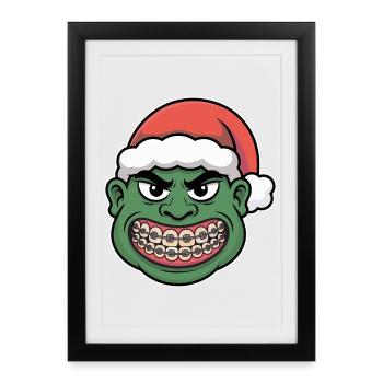 Green Santa Braces Grin - Framed poster (27 × 37 cm) - black - Front