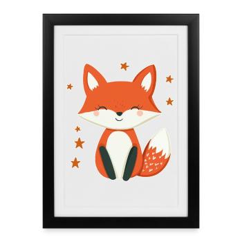 Fox and Stars - Framed poster (27 × 37 cm) - black - Front