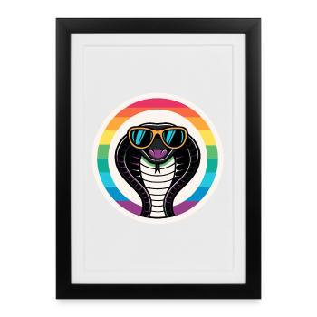 Royal Cobra Rainbow Retro Eyeglasses - Framed poster (27 × 37 cm) - black - Front
