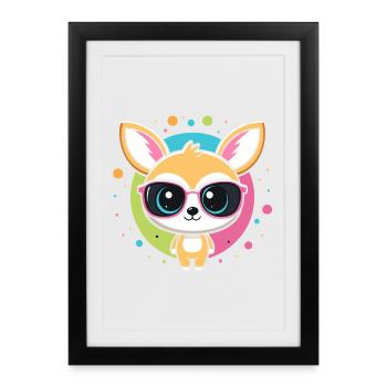 Chihuahua kawaii pop glasses - Framed poster (27 × 37 cm) - black - Front