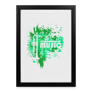 Musique de Projections de Trompette Verte - Affiche encadrée (27 × 37 cm) - noir - Devant