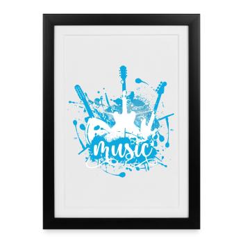 Electric Blue Music Splash - Framed poster (27 × 37 cm) - black - Front