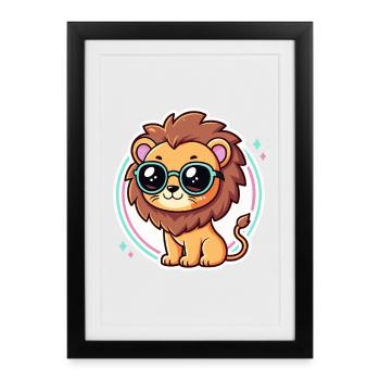 Lion Cub Pastel Glasses - Framed poster (27 × 37 cm) - black - Front