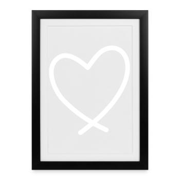 Cœur Symbole d’amour Cadeau d’anniversaire Amitié - Affiche encadrée (27 × 37 cm) - noir - Devant