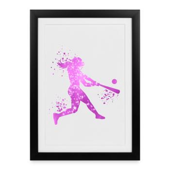 Baseball Girls Women Softball Players - Framed poster (27 × 37 cm) - black - Front