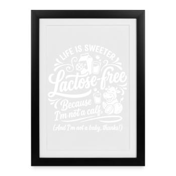 Lactose-Free Humor No Milk Saying - Framed poster (27 × 37 cm) - black - Front