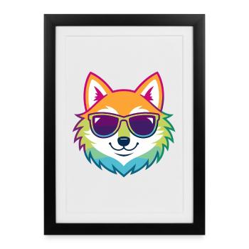 Rainbow Fox Glasses - Framed poster (27 × 37 cm) - black - Front