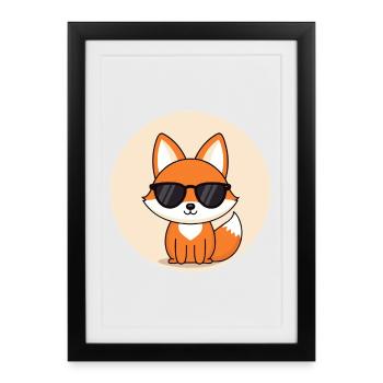 Fox badge in black glasses - Framed poster (27 × 37 cm) - black - Front
