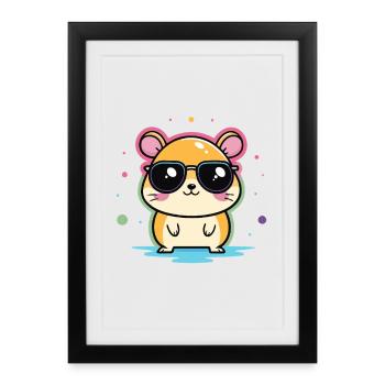 Hamster Cool Goggles and Confetti - Framed poster (27 × 37 cm) - black - Front