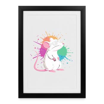 Elegant rat under colored shards - Framed poster (27 × 37 cm) - black - Front