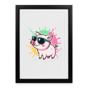 Warm Pig Sunglasses - Framed poster (27 × 37 cm) - black - Front
