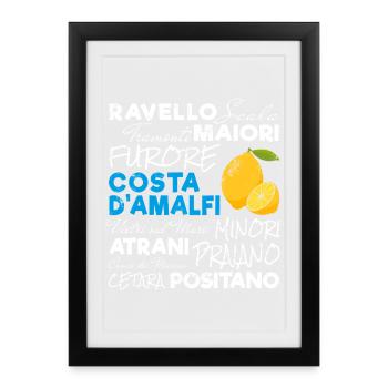 Costa d'Amalfi und Zitrone Italien Amalfiküste - Gerahmtes Poster (27 × 37 cm) - Schwarz - Vorne