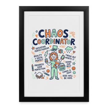 Maman coordinatrice du chaos - Affiche encadrée (27 × 37 cm) - noir - Devant